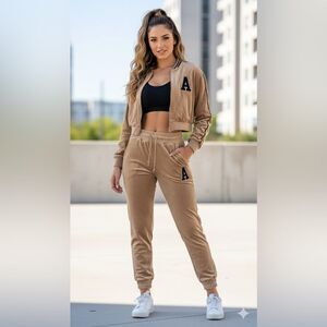 Refuge Athletics Brown Velour Tracksuit Set –  sz M